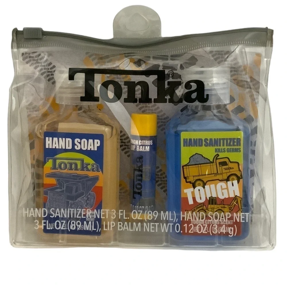 Tonka Kids Gift Set Hygiene Travel Kit Reusable Case Carry Bag Citrus Scented